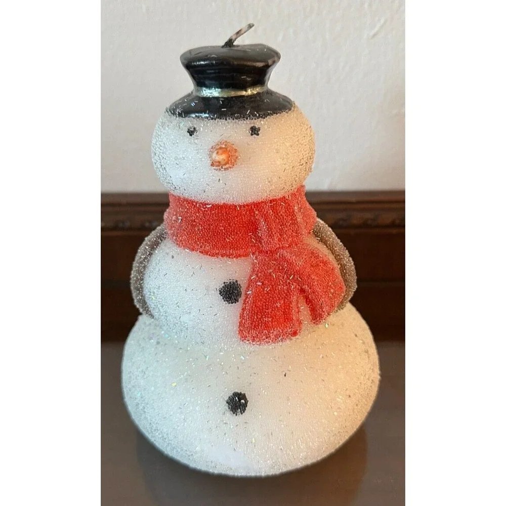 Pottery Barn Vintage Large 3 Tiered Snowman‎ Candle 200 Burn Hours 7